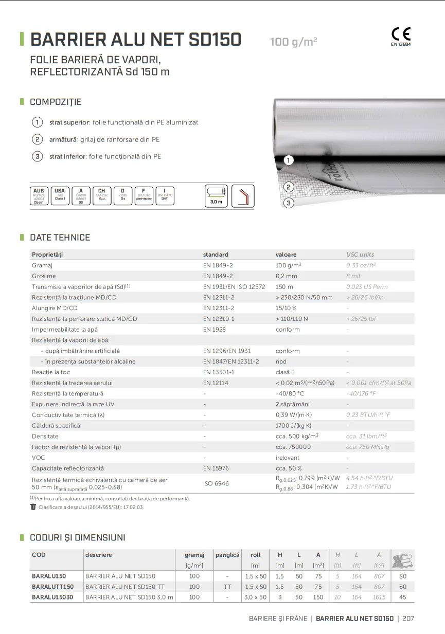 BARRIER ALU NET SD150 – barieră de vapori Rothoblaas