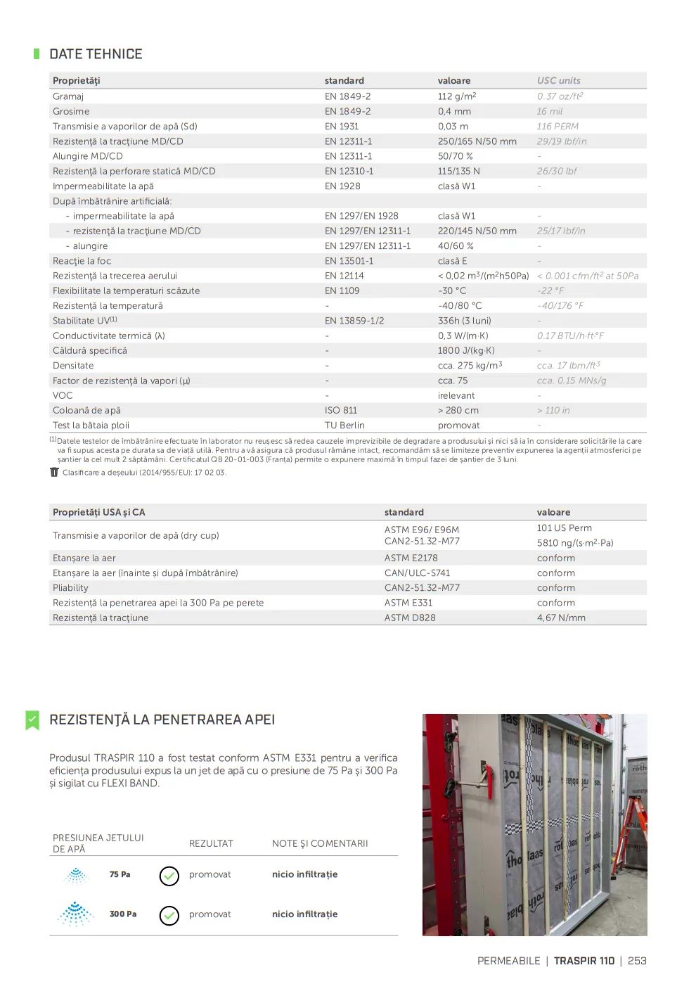 TRASPIR 110 1,5X50M – membrană difuzie – Rothoblaas